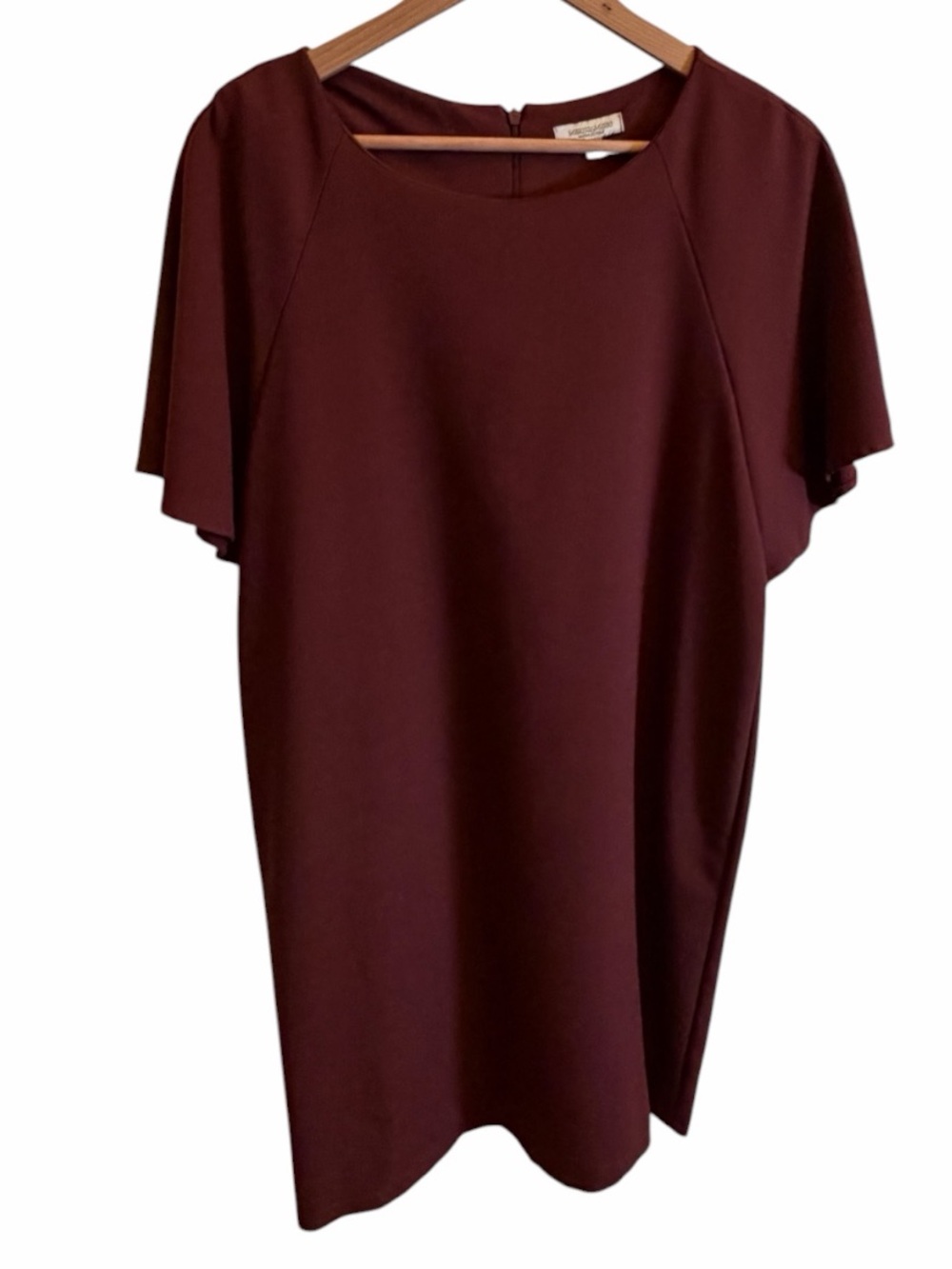 Marisa & Marie Made in Italy Burgundy Shift Dress Womens Small Flutter Sleeve